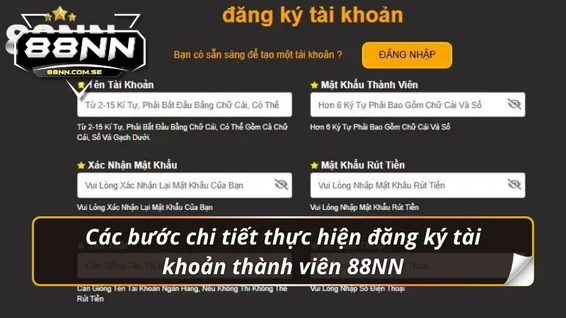 Đăng Ký 88NN - Link Tạo Tài Khoản Chính Thức Nhanh Chóng 4 Các bước chi tiết thực hiện đăng ký 88nn